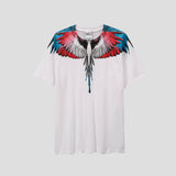 mb short-sleeved python lion head colorful feather wings t-shirt european and american loose couple