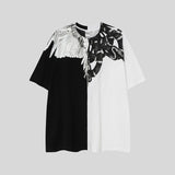 Correct version mb short-sleeved couple outfit colorful wings feather t-shirt marcelo european and american classic