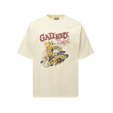 Gallery european and american couple wear plus size fried color washed short-sleeved t-shirt youth tee