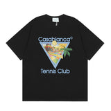 Summer collection: casa casablanca print oversized short-sleeve t-shirt - premium heavyweight cotton