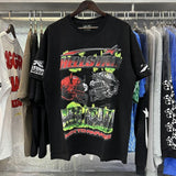 Hs-f summer collection: fog high street washed & distressed heavyweight crew neck graphic tee - couple's style