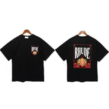 American rhu co-branded marlboro f formula traffic jam coconut tree sunset logo short-sleeved couple t