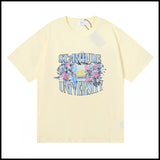 Export wholesale niche american fashion rhu flag floralsprinting double yarn pure cottoncasualloose couple short-sleeved t