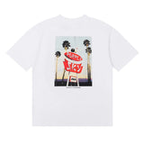 Wholesale high street purple br@nd american style short sleeve loose retro casual t-shirt couple trendy tee