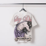 American valley washed distressed printing short-sleeved t-shirt valeforever hoodie sweatshirt long