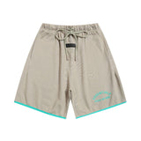 essential double line fog shorts icon laminated stereo letter round neck couple pullover