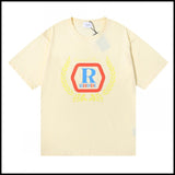 Export wholesale niche american fashion rhu flag floralsprinting double yarn pure cottoncasualloose couple short-sleeved t