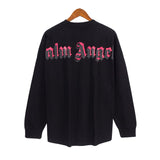 pa long sleeve t-shirt palm tree back letter big logo bat sleeve os dropped shoulders