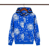 streetwear zip hoodie cartoon letter print zip-up sweatshirt and pants camouflage set
