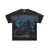 American retro valeforever washed & distressed hotfix rhinestone cotton short sleeve high street star t-shirt
