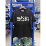 Satoshi summer american retroletterprinting washed and distressed spray dirty crackle loose short-sleeved t-shirt