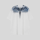 mb short-sleeved python lion head colorful feather wings t-shirt european and american loose couple