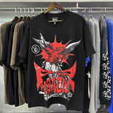 Hs-f summer collection: fog high street washed & distressed heavyweight crew neck graphic tee - couple's style