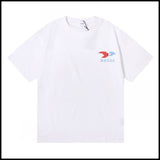 Export wholesale niche american fashion rhu flag floralsprinting double yarn pure cottoncasualloose couple short-sleeved t