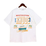 American rhu co-branded marlboro f formula traffic jam coconut tree sunset logo short-sleeved couple t
