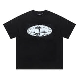 trap gradient letter tiger head short sleeve european and american high street trap star printing t-shirt loose s