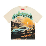 Cross-border foreign trade high version gods short-sleeved heavy weight washed fog high street skull pure cotton printed round