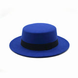 Walter White Hats Retro British Style Flat Top Hat Couples' Cap Autumn and Winter Big Flat Brim Woolen Warm Hat