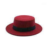 Walter White Hats Retro British Style Flat Top Hat Couples' Cap Autumn and Winter Big Flat Brim Woolen Warm Hat