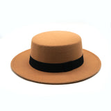 Walter White Hats Retro British Style Flat Top Hat Couples' Cap Autumn and Winter Big Flat Brim Woolen Warm Hat