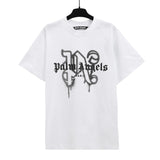 Cross-border pa spray-painted letter short-sleeved palm tree fog high street graffiti logo t