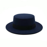 Walter White Hats Retro British Style Flat Top Hat Couples' Cap Autumn and Winter Big Flat Brim Woolen Warm Hat