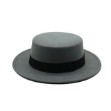 Walter White Hats Retro British Style Flat Top Hat Couples' Cap Autumn and Winter Big Flat Brim Woolen Warm Hat