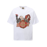 Gallery european and american couple wear plus size fried color washed short-sleeved t-shirt youth tee