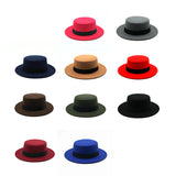Walter White Hats Retro British Style Flat Top Hat Couples' Cap Autumn and Winter Big Flat Brim Woolen Warm Hat