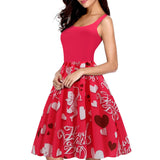 Graduation Dress Homecoming Dress Valentine's Day Women's Vest Stitching Printing Large Swing Dress