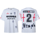 Cross-border american blockcore style patch embroidery t-shirt v-neck sports football uniform mesh quick-drying