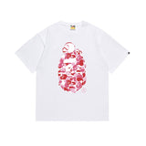 Early spring/summer camo ape head collaboration - little monkey logo print short sleeve couple's trendy tee