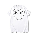 Kawakubo plaloveembroider short-sleeved pure cotton red heart eyes couple t-shirty long sleeves shirt taobao ling