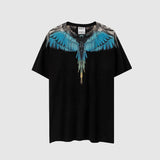 Correct version mb short-sleeved couple outfit colorful wings feather t-shirt marcelo european and american classic