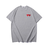 Kawakubo plaloveembroider short-sleeved pure cotton red heart eyes couple t-shirt y star style long sleeves shirt