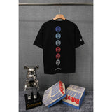 authentic edition chest pocket cross gradient horseshoe flower print short sleeve couple t-shirt