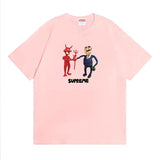 Wholesale export sup streetwear letter print 100% cotton t-shirt - relaxed fit, crew neck, short sleeve