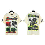 american trend high quality loose t-shirt pure cotton front and rear high-definition printing casualcoupletrendy short sleeves