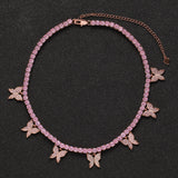 Zircon necklace small butterfly clavicle chain
