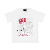 Erd: brooding rich kid - american retro portrait print rock 'n' roll hip-hop pocket oversized short sleeve tee