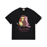 Early spring/summer camo ape head collaboration - little monkey logo print short sleeve couple's trendy tee