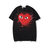 Kawakubo plaloveembroider short-sleeved pure cotton red heart eyes couple t-shirty long sleeves shirt taobao ling
