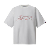 Bbc american high street ice cream flying dog printing short sleeve t-shirt casualshortsloose half lengthjeans summer