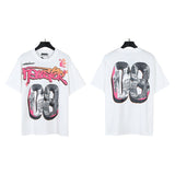 american trend high quality loose t-shirt pure cotton front and rear high-definition printing casualcoupletrendy short sleeves