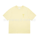 Am short-sleeve macaron color heart embroidery pure cotton loose summer fashion t-shirt crew neck top