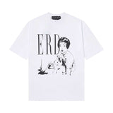 Erd rich second generation loose version american trend quiet eye printing round neck short sleeve t-shirt couple outfit