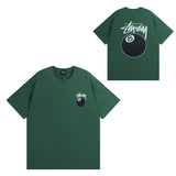 Summer running volume stussy short-sleeved t-shirt dice black eight ice cream comfy basics american couple summer t