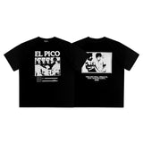 Erd melancholic rich second generation short-sleeved portrait sketch graffiti cross-border new high street loosecasual print