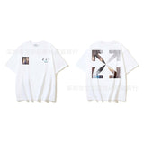 European and american spring/summer ow gradient arrow graphic crew neck short sleeve t-shirt