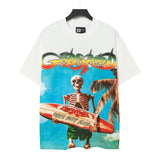 gods short-sleeved heavy weight washed fog high street rock band skull pure cottonprinting t-shirt